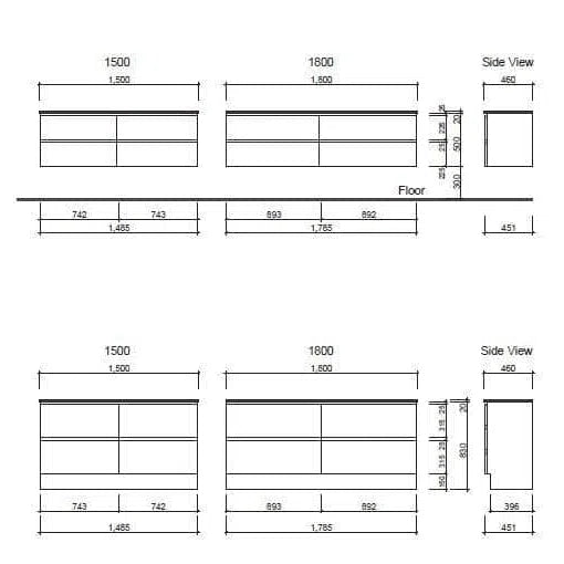 Timberline Nevada Plus With Ceramic Top - Wall Hung Or Floor Standing Vanites