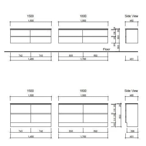 Timberline Nevada Plus With Ceramic Top - Wall Hung Or Floor Standing Vanites