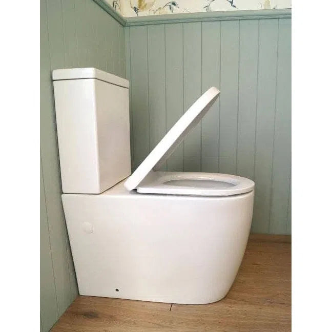 Turner Hastings Narva Comfort Height Rimless Close Coupled Back To Wall Toilet Suite with Soft Close Quick Release Seat
