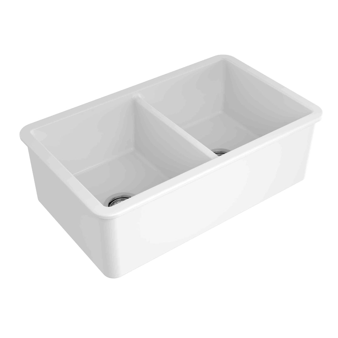 Turner Hastings Cuisine 815mm x 490mm Double Inset / Undermount Fine Fireclay Sink