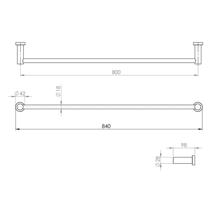 Arcisan Venn 800mm Single Towel Rail