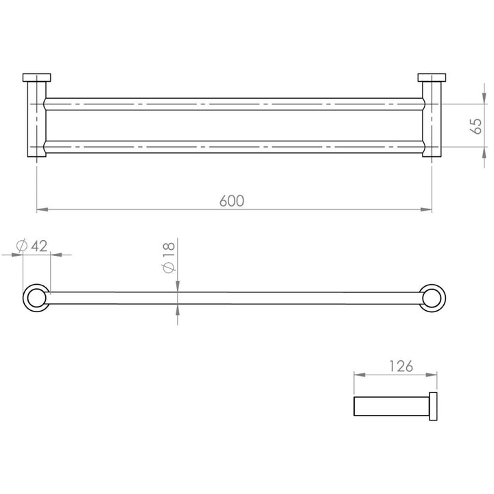 Arcisan Vierra 600mm Double Towel Rail - Design 10