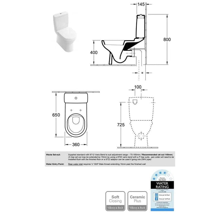 Toilets Villeroy & Boch Villeroy & Boch O.Novo Back To Wall Toilet Suite