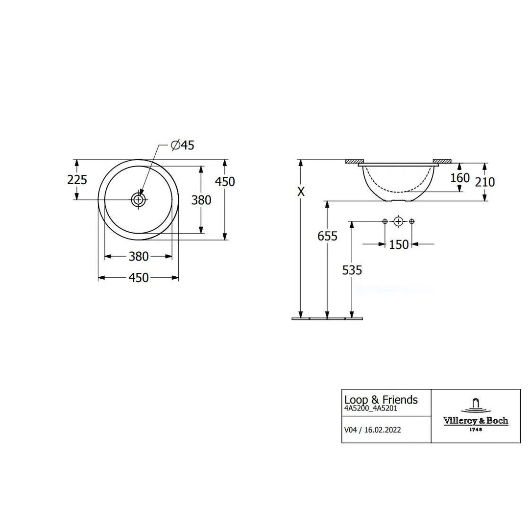 Villeroy & Boch Loop Slim 380 Round Under Counter Basin