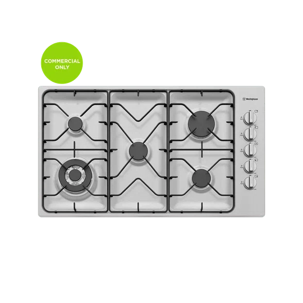 Westinghouse 90cm 5 Burner Gas Cooktop Stainless Steel (WHG953SB