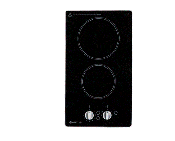 Artusi 30cm Domino Ceramic Cooktop With Knob Control Black
