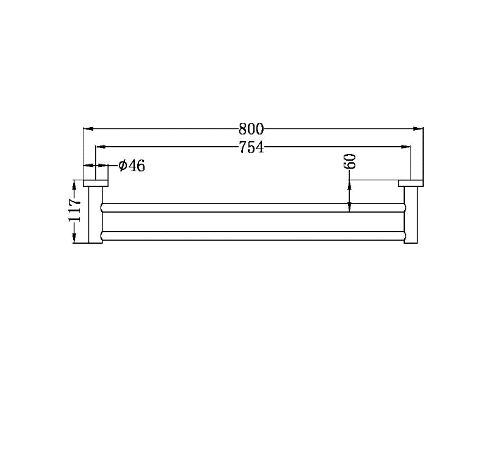 Nero Mecca Double Towel Rail 800mm Brushed Bronze