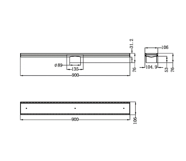 Floor Waste Nero Tapware TILE INSERT V CHANNEL FLOOR GRATE 89MM OUTLET WITH HOLE SAW