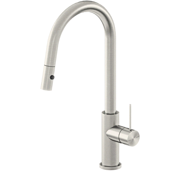 Pull Down Sink Mixer Nero Tapware MECCA PULL OUT SINK MIXER WITH VEGIE SPRAY FUNCTION BRUSHED NICKEL