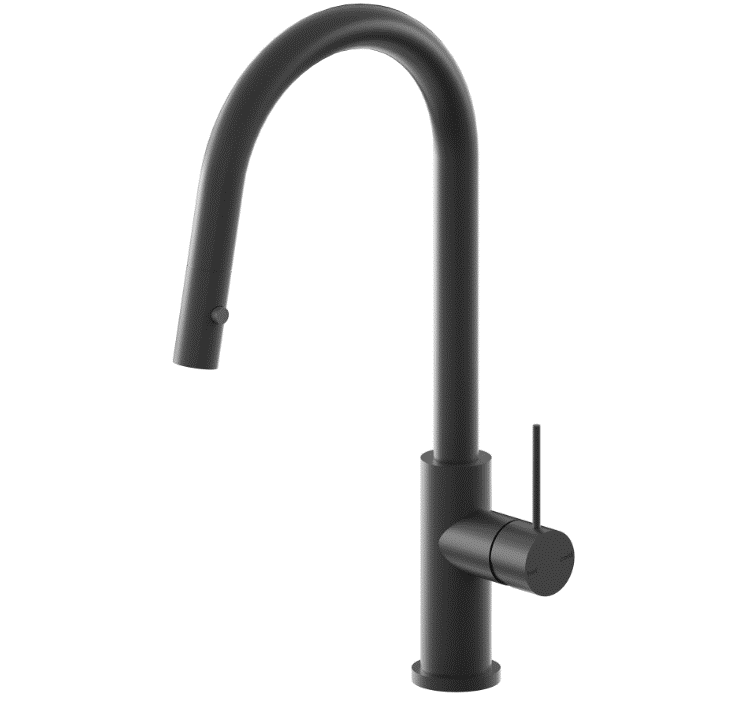 Pull Down Sink Mixer Nero Tapware MECCA PULL OUT SINK MIXER WITH VEGIE SPRAY FUNCTION MATTE BLACK