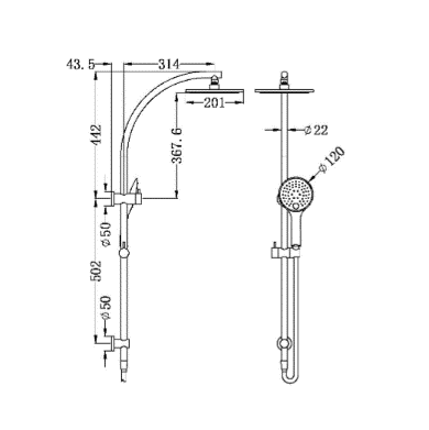 Rail Shower Nero Tapware DOLCE SHOWER COLUMN SET CHROME