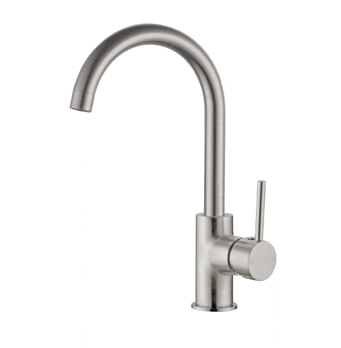 Sink Mixer Nero Tapware DOLCE KITCHEN MIXER GOOSENECK BRUSHED NICKEL