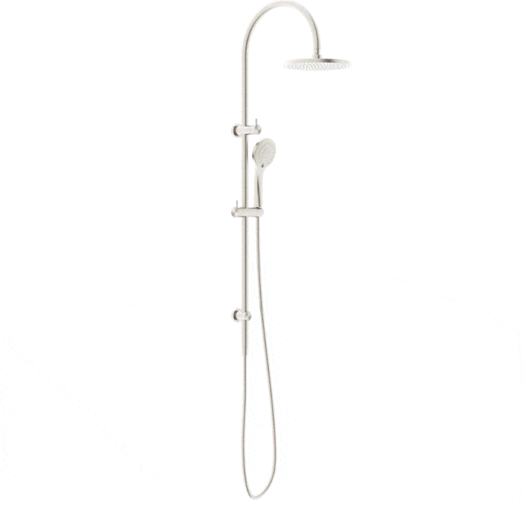 Twin Shower Nero Tapware MECCA TWIN SHOWER WITH AIR SHOWER BRUSHED NICKEL