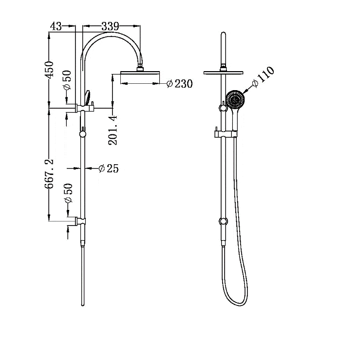 Twin Shower Nero Tapware MECCA TWIN SHOWER WITH AIR SHOWER MATTE BLACK