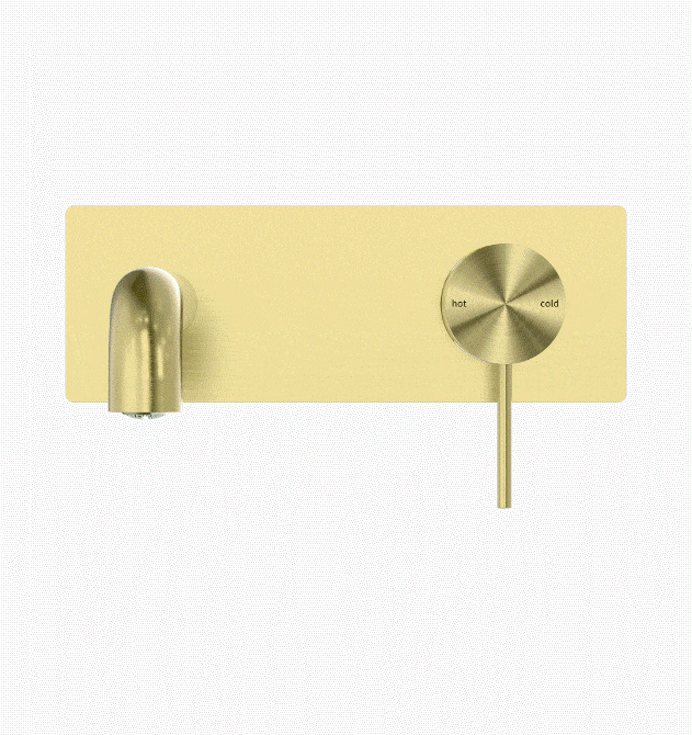 Wall Mixer Nero Tapware MECCA WALL BASIN MIXER 185MM SPOUT BRUSHED GOLD