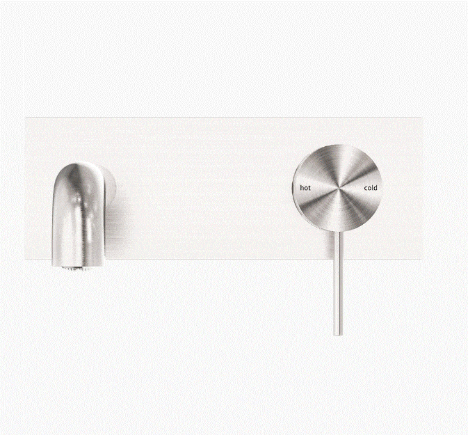 Wall Mixer Nero Tapware MECCA WALL BASIN MIXER 185MM SPOUT BRUSHED NICKEL