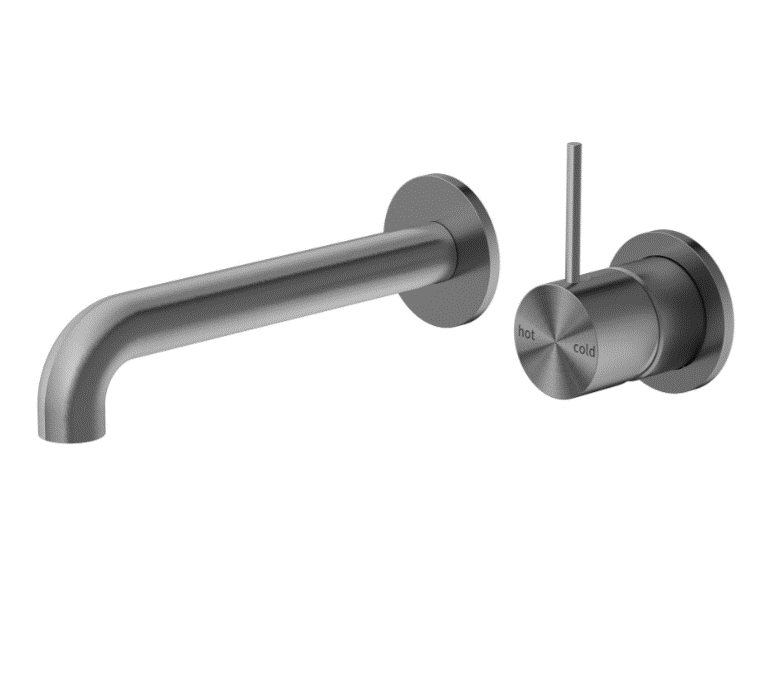 Wall Mixer Nero Tapware MECCA WALL BASIN MIXER SEPARATE BACK PLATE HANDLE UP 160MM SPOUT GUN METAL