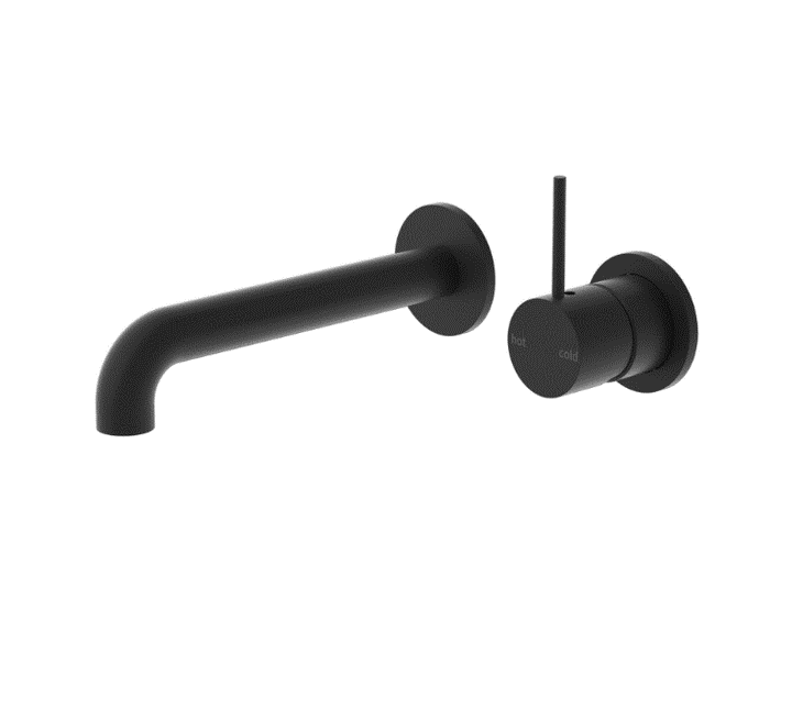 Wall Mixer Nero Tapware MECCA WALL BASIN MIXER SEPARATE BACK PLATE HANDLE UP 160MM SPOUT MATTE BLACK